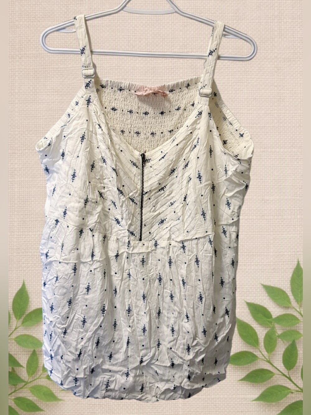In Every Story Smocked Zip-Front Cami Top – Size 3X
